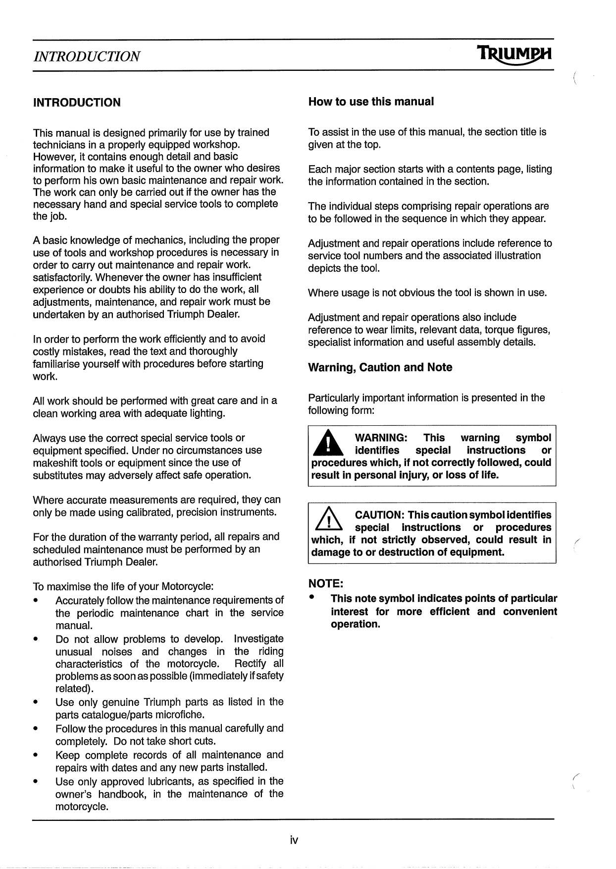 Triumph Bonneville Motorcycle Service Manual | 2006-2010 - sample page 7