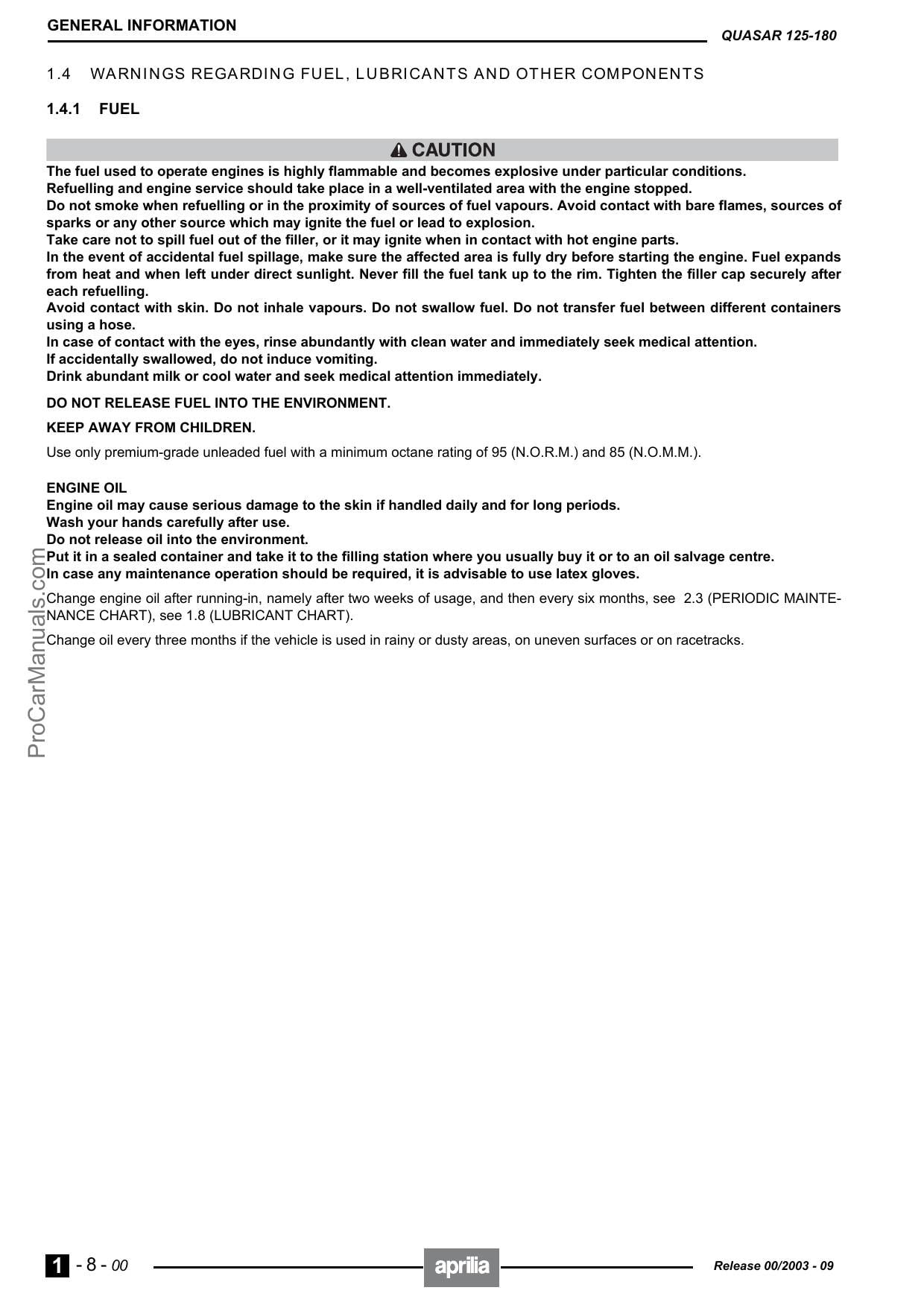 Aprilia Quasar 125 180 Motorcycle Service Manual | 2003-2007 - sample page 6