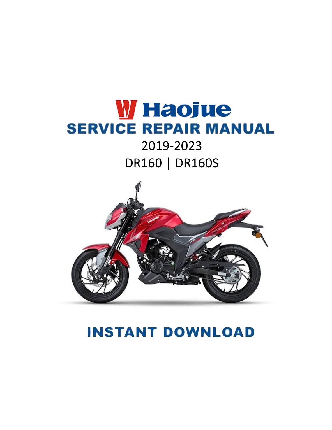 Haojue DR160 DR160S Motorcycle Service Manual | 2019-2023 - Service Manual PDF Instant Download