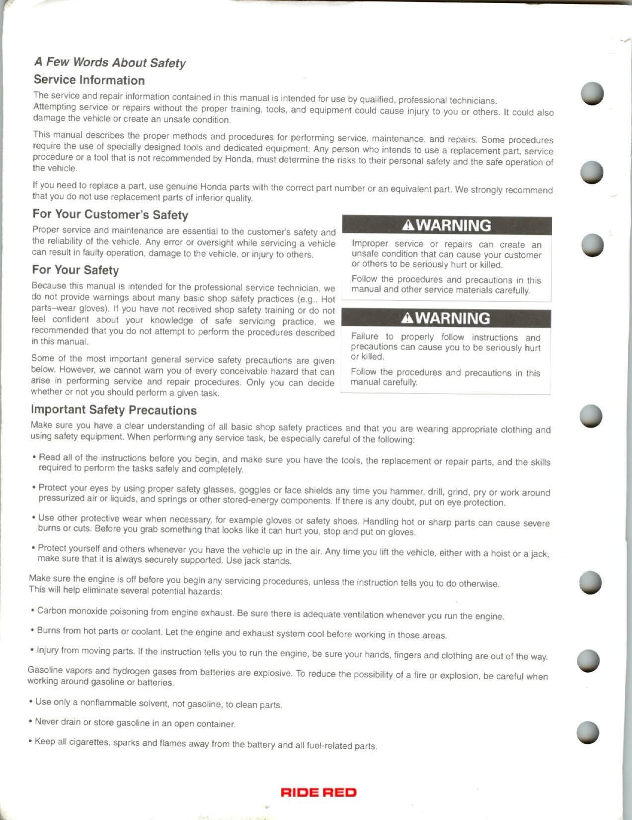 Honda TRX400EX TRX400X ATV Service Manual | 2005-2009 - sample page 3