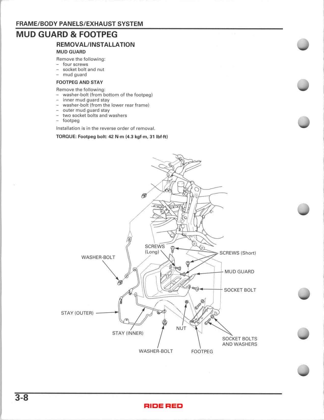 Honda TRX400EX TRX400X ATV Service Manual | 2005-2009 - sample page 8