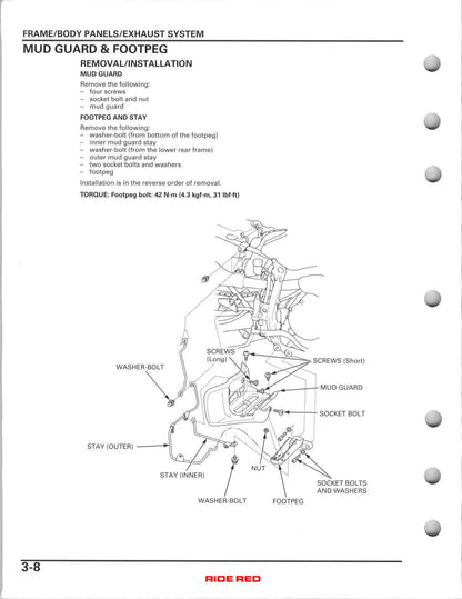 Honda TRX400EX TRX400X ATV Service Manual | 2005-2009 - sample page 8