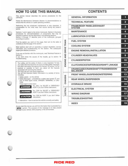 Honda CRF450R Motorcycle Service Manual | 2007-2008 - sample page 8