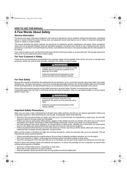 Honda Grom 125 Motorcycle Service Manual | 2013-2017 - sample page 6