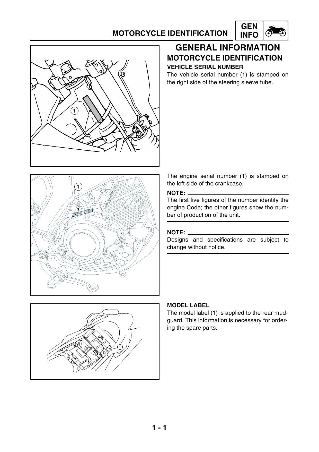 Yamaha XT125 Motorcycle Service Manual | 2006-2010 - sample page 4
