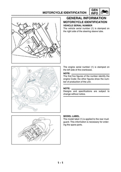 Yamaha XT125 Motorcycle Service Manual | 2006-2010 - sample page 4