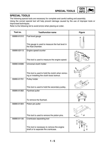 Yamaha XT125 Motorcycle Service Manual | 2006-2010 - sample page 6