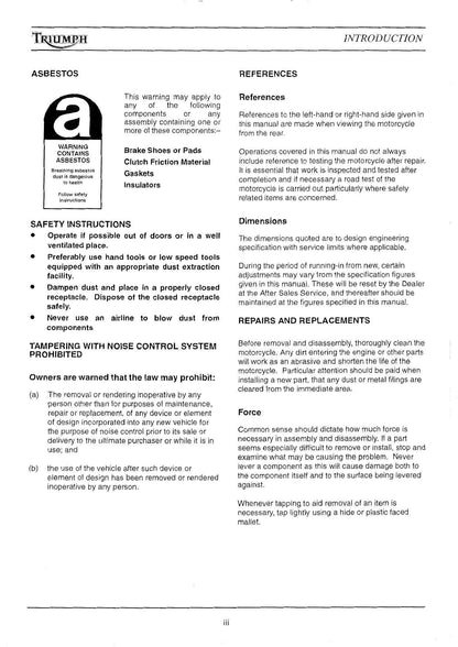 Triumph T300 750 1200 Motorcycle Service Manual | 1991-1999 - sample page 8