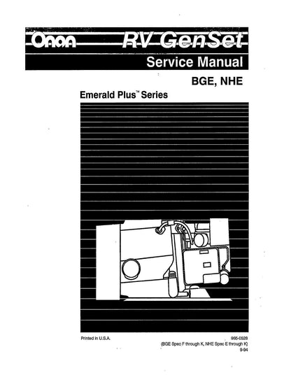 Cummins Onan BGE NHE Emerald Plus RV Generator Service Manual | 1994-1998 - sample page 2