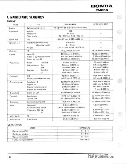 Honda EM650 Generator Service Manual | 1985-1989 - sample page 8