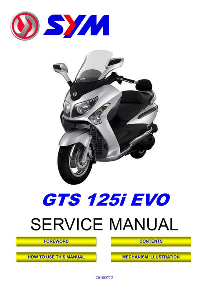 SYM GTS 125I EVO Motorcycle Service Manual | 2010-2014 - sample page 1