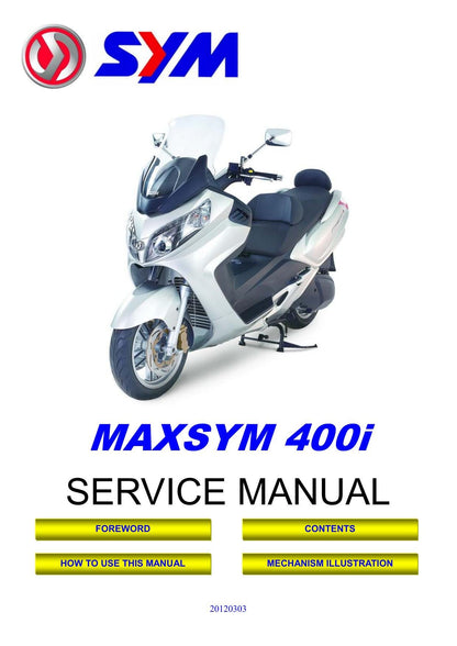 SYM Maxsym 400I Scooter Service Manual | 2012-2016 - sample page 1