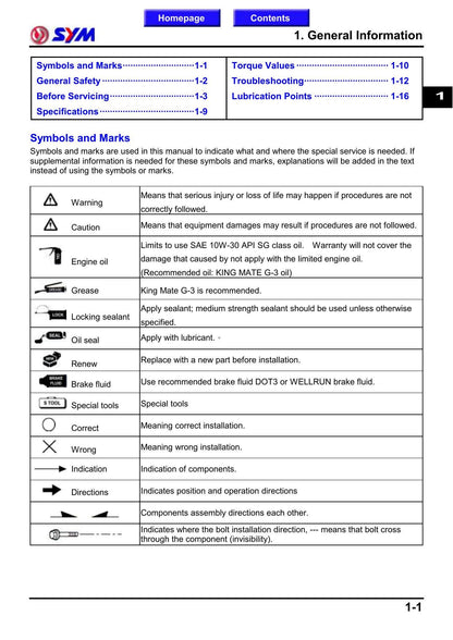 SYM Maxsym 400I Scooter Service Manual | 2012-2016 - sample page 4