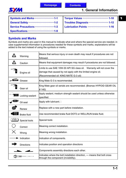 SYM GTS 250 Joymax 250 Scooter Service Manual | 2005-2009 - sample page 4