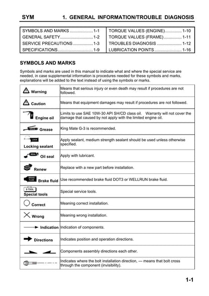 SYM Fiddle II 50cc Scooter Service Manual | 2005-2009 - sample page 4