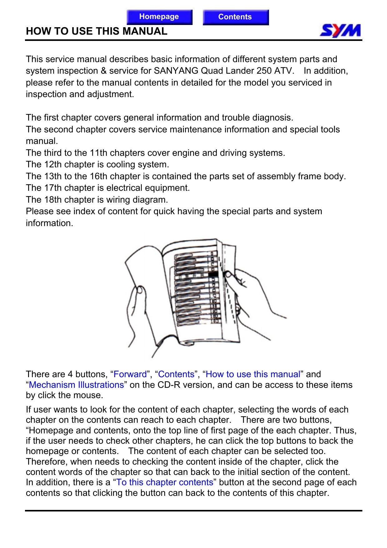 SYM Quad Lander 250 UA25A ATV Service Manual | 2003-2007 - sample page 3