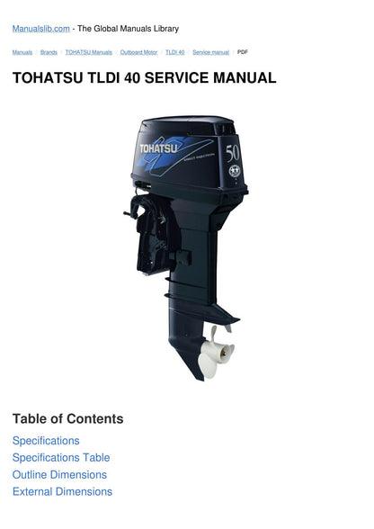Tohatsu TLDI 40 50 HP Outboard Service Manual | 2000-2004 - sample page 5