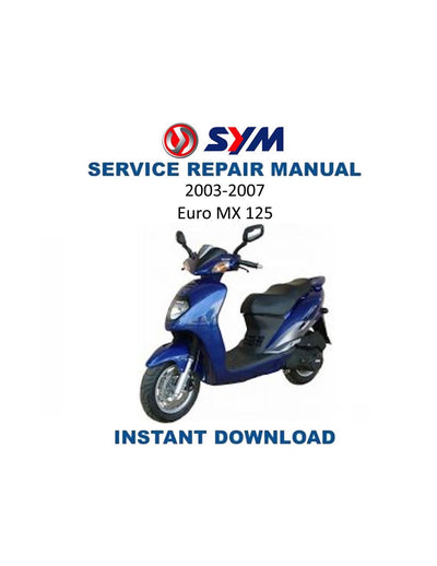 SYM Euro MX 125 Motorcycle Service Manual | 2003-2007 - Service Manual PDF Instant Download