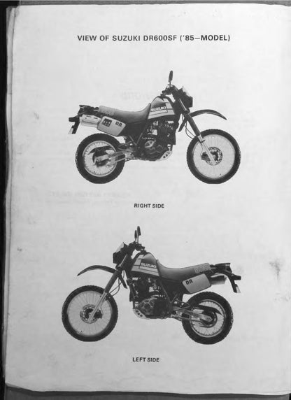 Suzuki DR600S DR500S Motorcycle Service Manual | 1985-1989 - sample page 2