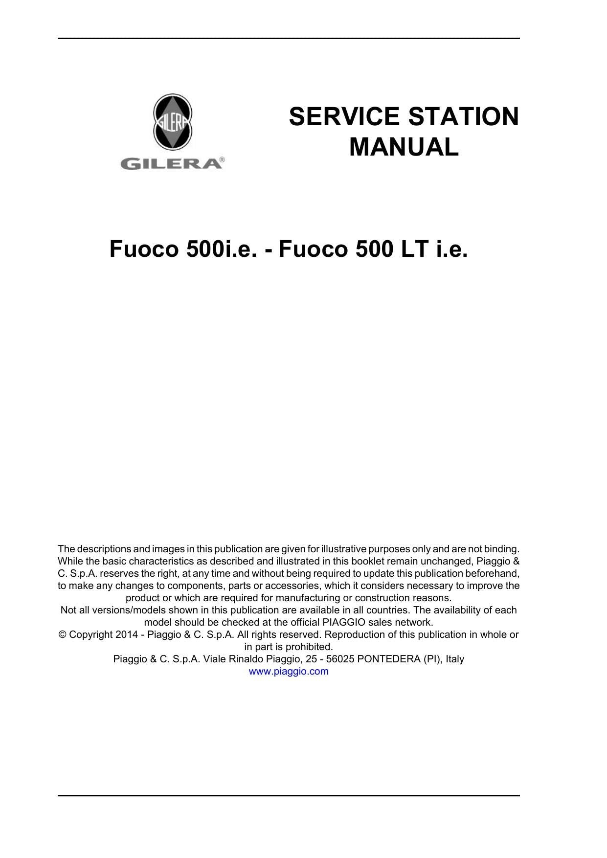 Gilera Fuoco 500 Scooter Service Manual | 2014-2018 - sample page 2