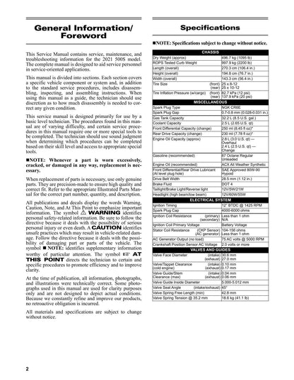 Tracker Off Road 500S UTV Service Manual | 2021-2025 - sample page 7