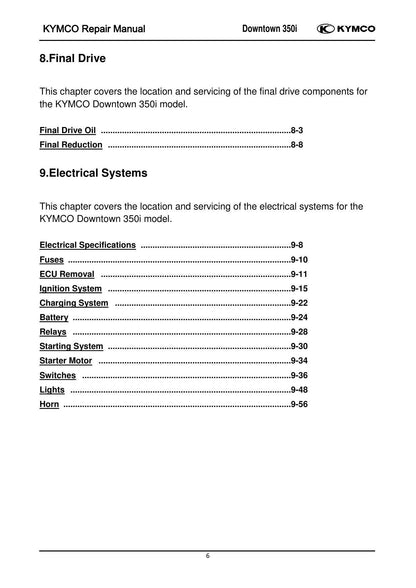 KYMCO Downtown 350I Scooter Service Manual | 2013-2017 - sample page 9