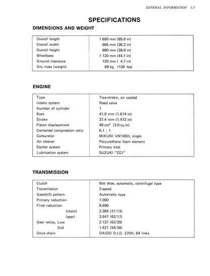 Suzuki FZ50 50cc Motorcycle Service Manual | 1979-1983 - sample page 7