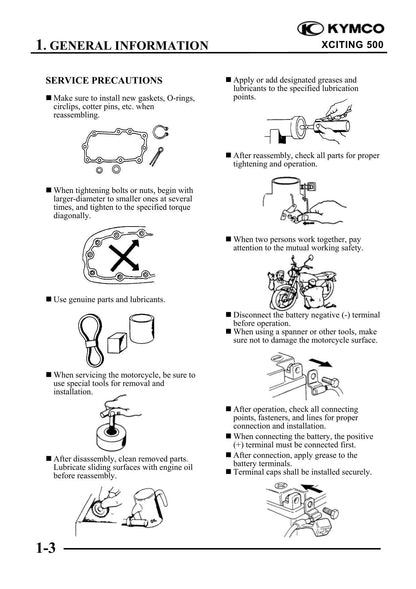 KYMCO Xciting 500 Scooter Service Manual | 2005-2009 - sample page 3