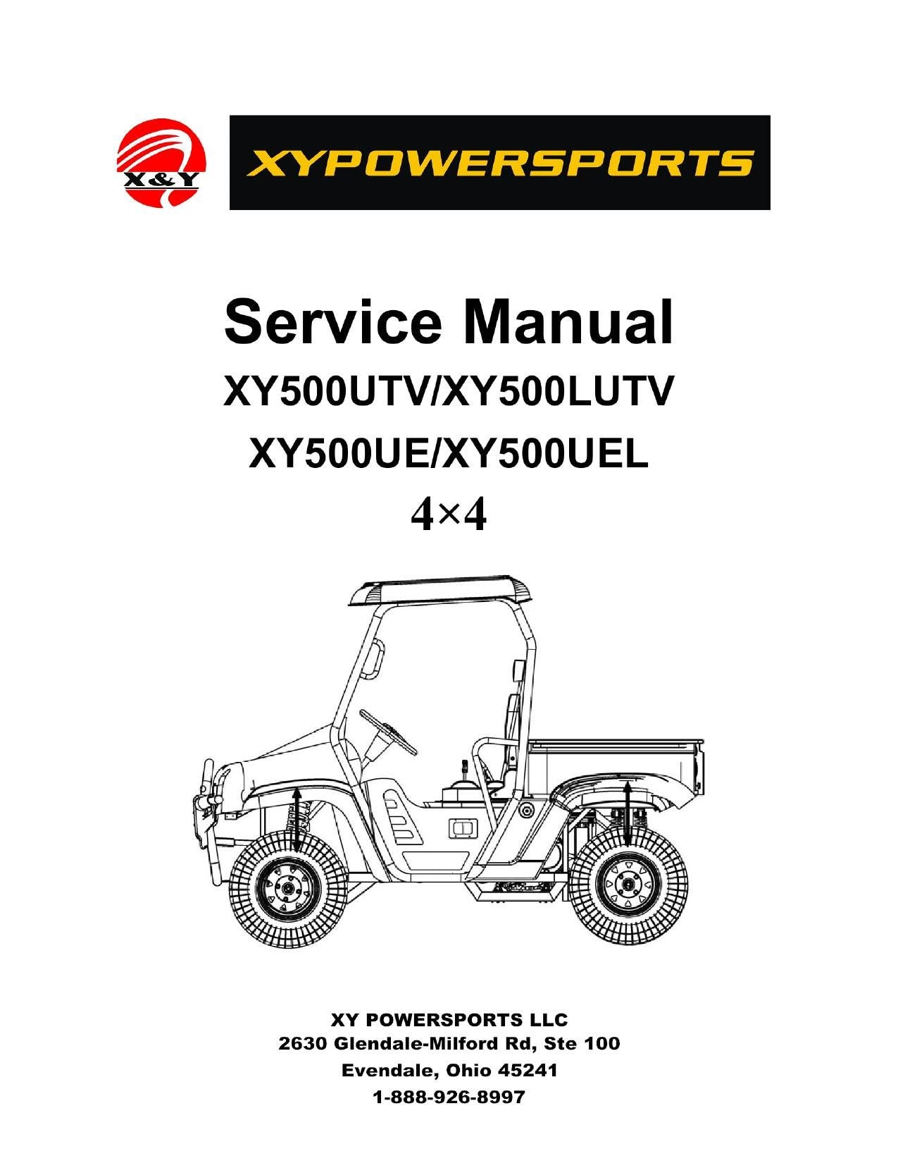 XY Powersports XY500 4x4 UTV Service Manual | 2010-2014 - sample page 1
