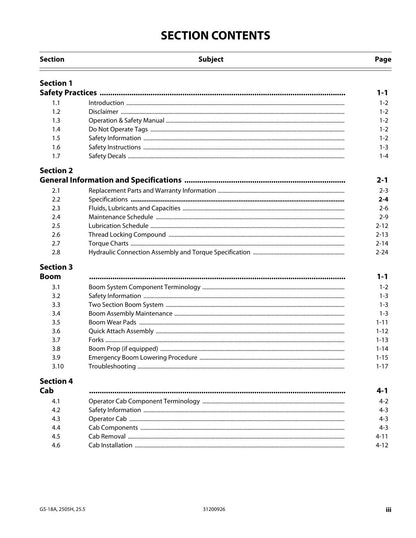JLG G5-18A 2505H Agrovector 25.5 Telehandler Service Manual | 2013-2018 - sample page 7