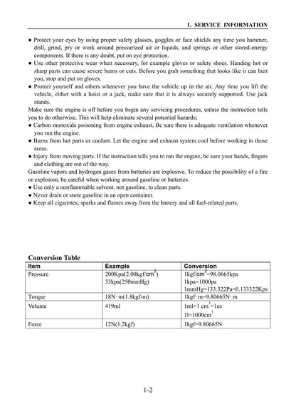 XY Powersports XY500 4x4 UTV Service Manual | 2010-2014 - sample page 8