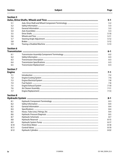 JLG G5-18A 2505H Agrovector 25.5 Telehandler Service Manual | 2013-2018 - sample page 8