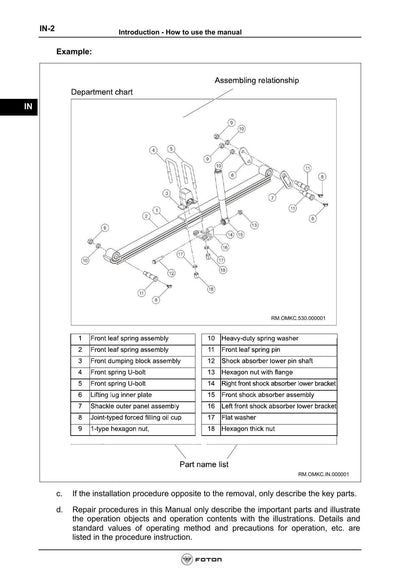Foton Aumark C 1031 Philippines Light Truck Service Manual | 2013-2017 - sample page 3