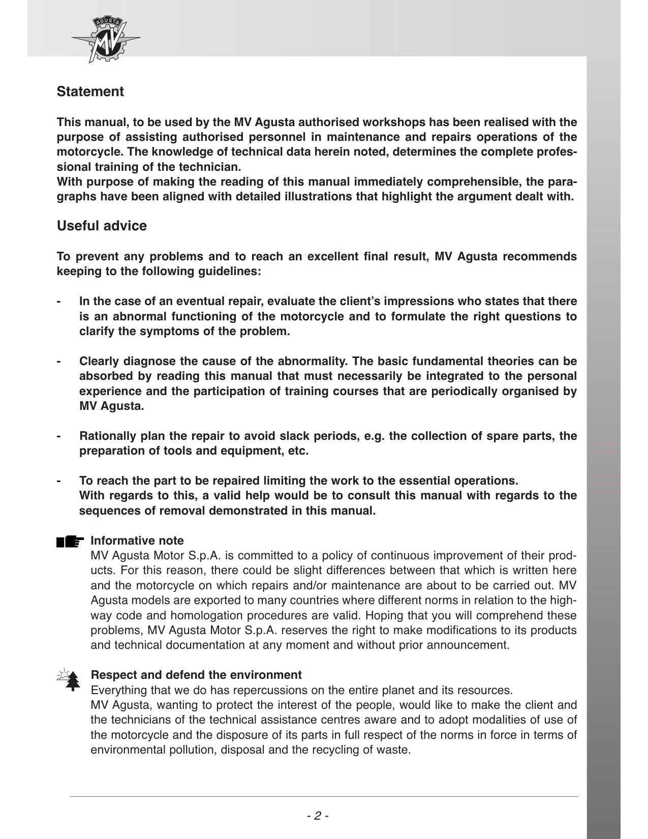 MV Agusta Brutale 675 800 Dragster 800 Motorcycle Service Manual | 2014-2018 - sample page 7