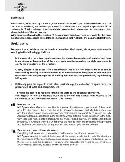 MV Agusta Brutale 675 800 Dragster 800 Motorcycle Service Manual | 2014-2018 - sample page 7