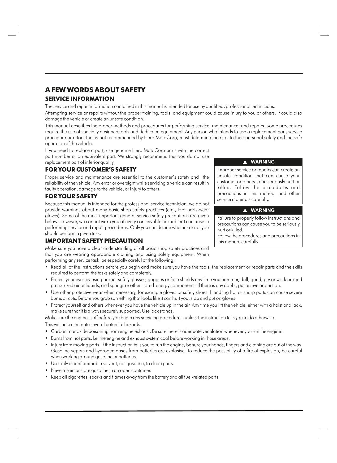 Hero MotoCorp Ignitor 125 Motorcycle Service Manual | 2015-2019 - sample page 8