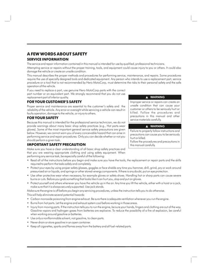 Hero MotoCorp Ignitor 125 Motorcycle Service Manual | 2015-2019 - sample page 8