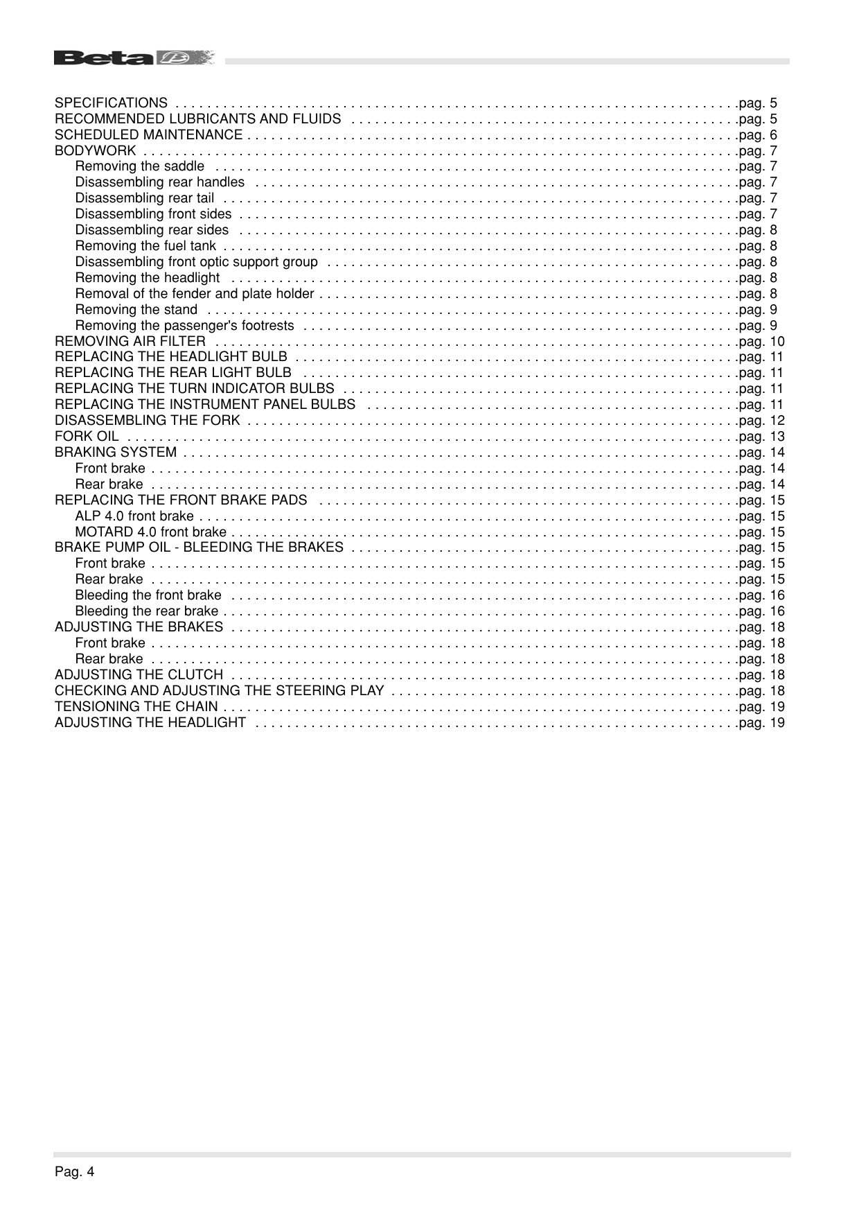 Betamotor Alp 4.0 Motard 4.0 Motorcycle Service Manual | 2006-2010 - sample page 5