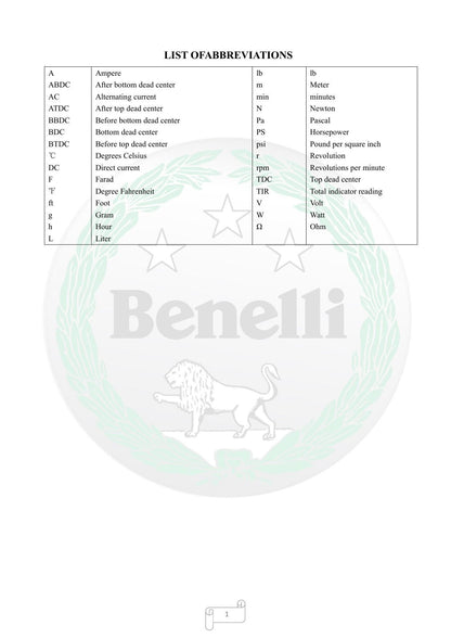 Benelli Leoncino 250 Motorcycle Service Manual | 2020-2024 - sample page 4