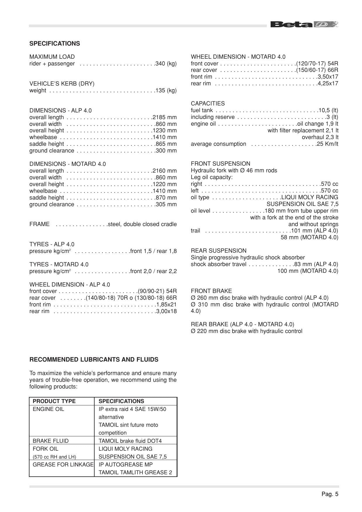Betamotor Alp 4.0 Motard 4.0 Motorcycle Service Manual | 2006-2010 - sample page 6