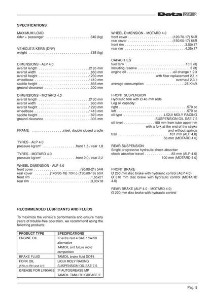 Betamotor Alp 4.0 Motard 4.0 Motorcycle Service Manual | 2006-2010 - sample page 6