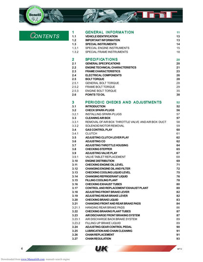 Benelli TNT 1130 Motorcycle Service Manual | 2004-2008 - sample page 8