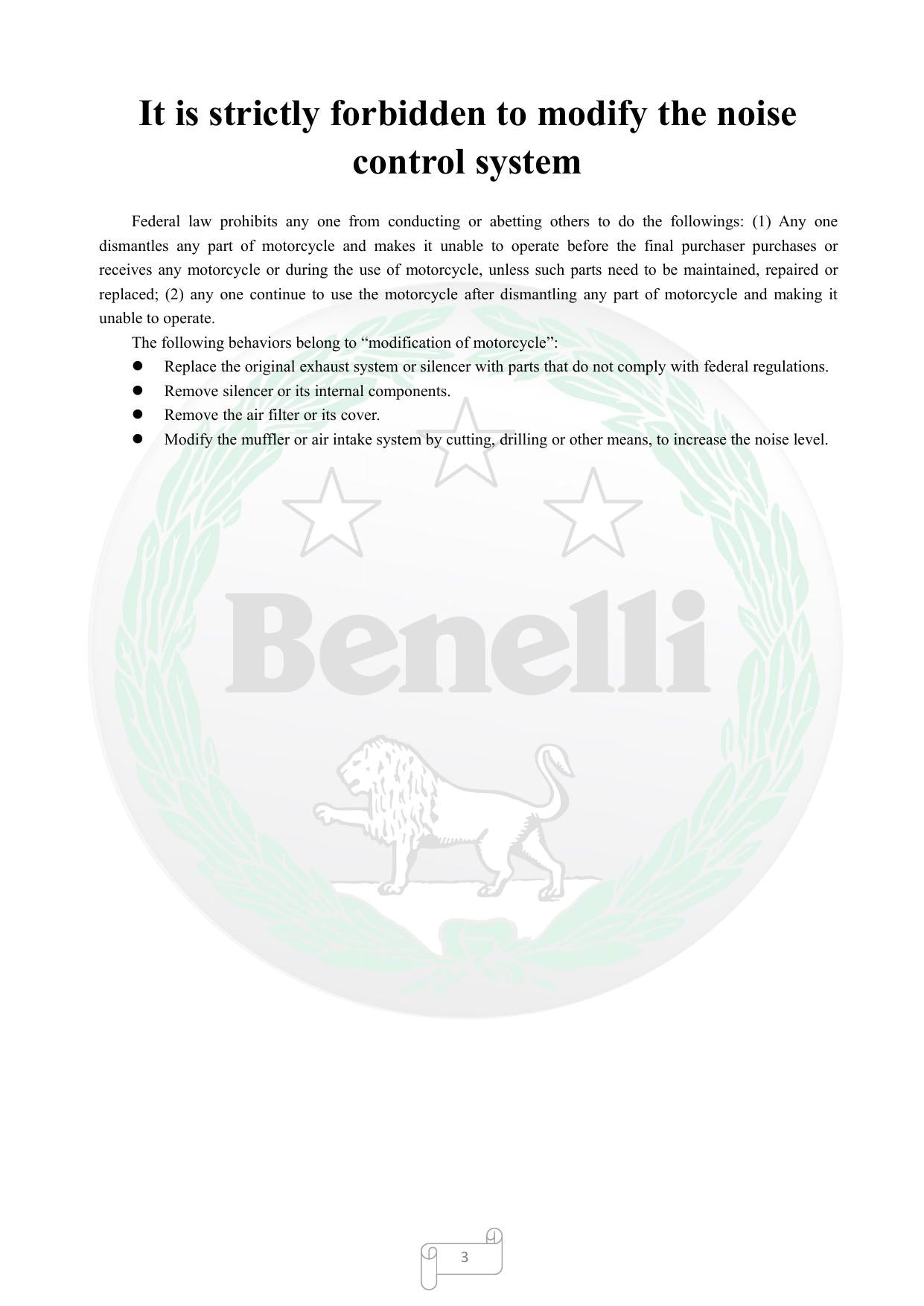 Benelli Leoncino 250 Motorcycle Service Manual | 2020-2024 - sample page 6