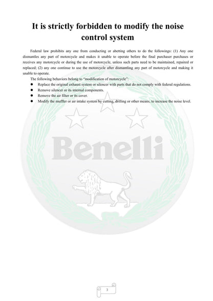 Benelli Leoncino 250 Motorcycle Service Manual | 2020-2024 - sample page 6
