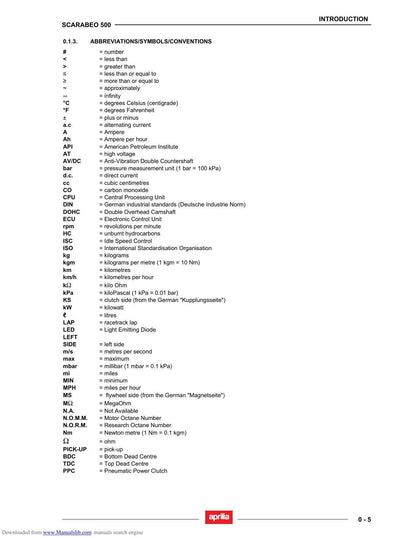 Aprilia Scarabeo 500 Scooter Service Manual | 2006-2010 - sample page 7
