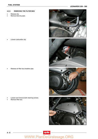 Aprilia Leonardo 250 300 Scooter Service Manual | 2004-2008 - sample page 3