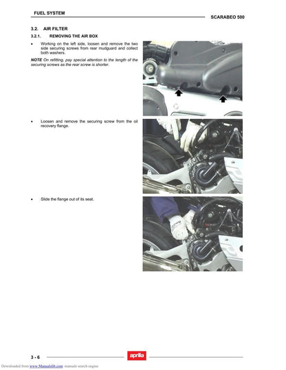 Aprilia Scarabeo 500 Scooter Service Manual | 2006-2010 - sample page 2