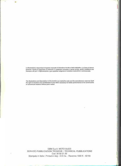 Moto Guzzi Daytona 1000 Motorcycle Service Manual | 1992-1996 - sample page 7