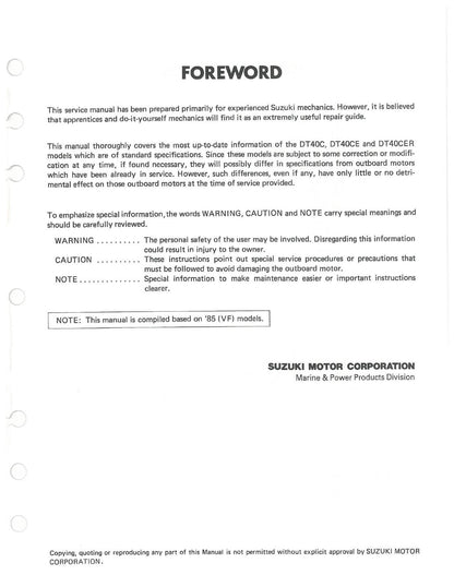 Suzuki DT40 Outboard Service Manual | 1985-1994 - sample page 8