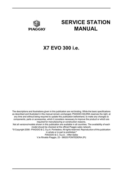 Piaggio X7 EVO 300 ie Scooter Service Manual | 2008-2012 - sample page 5